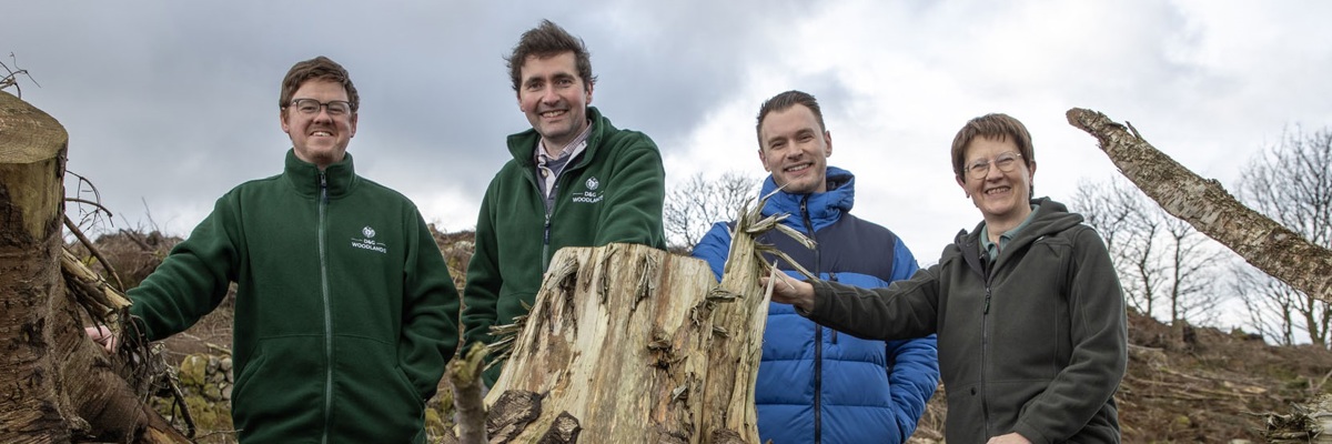 Four people from D&G Woodlands and SOSE in Bennel Wood