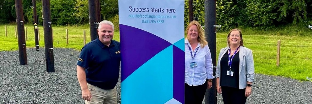 Colin Jackson, Lynne Campbell and Frances Woodifield, SOSE’s Learning and Skills – Strategy and Development Manager, at CTTS new training academy at Tweed Horizons