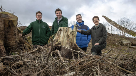 Four people from D&G Woodlands and SOSE in Bennel Wood